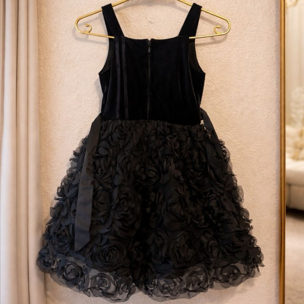 Kensie Girl Black Floral Kids Formal Dress Girls Black Velvet Party Dress Size 6